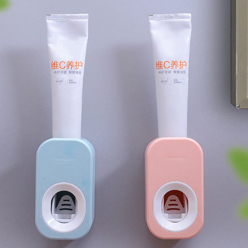 Automatic Toothpaste Dispenser Dust-Proof Toothbrush Holder Wall Mount Stand Bathroom Accessories Set Toothpaste Squeezer
